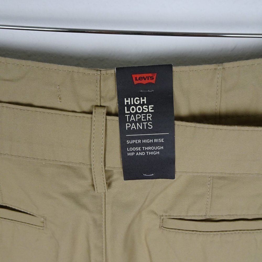 Levi's Wide Leg Pants Women's Size 32x28 Brown Twill Belted High Loose Taper - Picture 6 of 10